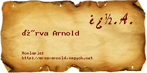 Árva Arnold névjegykártya